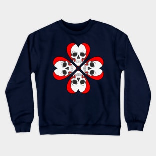 Skull four leaf heart clover birthday gift shirt 3 Crewneck Sweatshirt